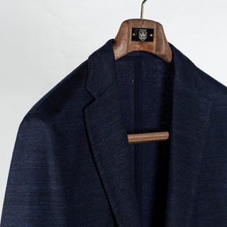 Fradi Navy Slack Linen Cotton Blazer - Wool, Cotton, Linen - Alternate View