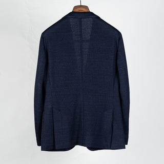 Fradi Navy Slack Linen Cotton Blazer - Wool, Cotton, Linen - View 5
