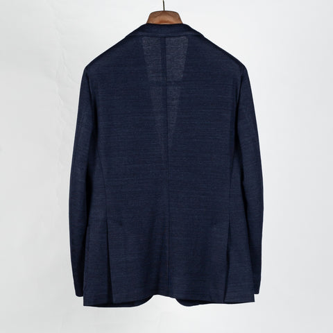 Fradi Navy Slack Linen Cotton Blazer - Wool, Cotton, Linen - View 5