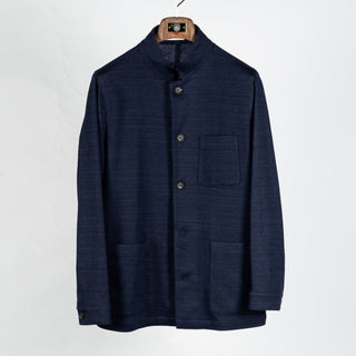 Fradi Navy Nuru Linen Cotton Blazer - Cotton, Linen, Denim