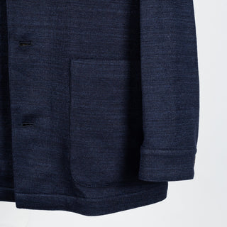 Fradi Navy Nuru Linen Cotton Blazer - Cotton, Linen, Denim - Back View
