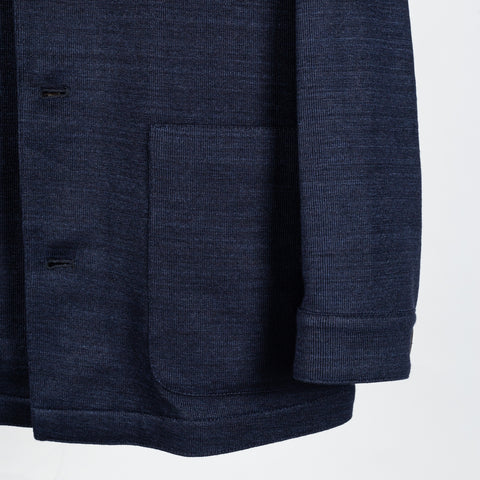 Fradi Navy Nuru Linen Cotton Blazer - Cotton, Linen, Denim - Back View