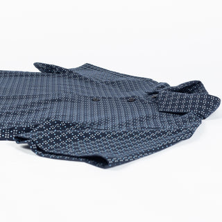 PYA Navy Printed Stretch Polo - Cotton, Pima Cotton, Peruvian Pima, Regular Fit, Geometric, Made In Peru - View 7