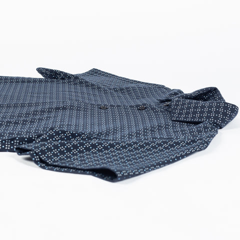 PYA Navy Printed Stretch Polo - Cotton, Pima Cotton, Peruvian Pima, Regular Fit, Geometric, Made In Peru - View 7