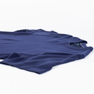 PYA Navy Cotton-Cashmere Blend Knit T-Shirt - Red, Cotton, Cashmere, Denim, Regular Fit - View 7
