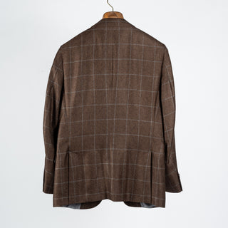 Empire Brown Windowpane Cashmere Blazer - Grey, Wool, Silk, Cashmere, Check, Made In Canada - View 5