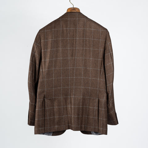 Empire Brown Windowpane Cashmere Blazer - Grey, Wool, Silk, Cashmere, Check, Made In Canada - View 5