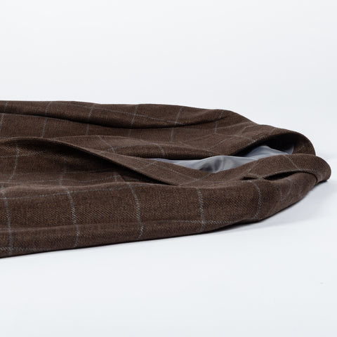 Empire Brown Windowpane Cashmere Blazer - Grey, Wool, Silk, Cashmere, Check, Made In Canada - View 8