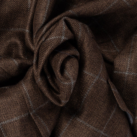 Empire Brown Windowpane Cashmere Blazer - Grey, Wool, Silk, Cashmere, Check, Made In Canada - Alternate View