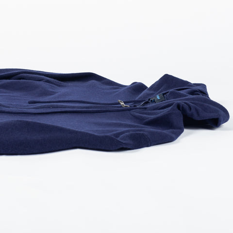 PYA Navy Cotton Cashmere Blend Knit Hoodie - Cotton, Cashmere, Nylon, Regular Fit - View 8