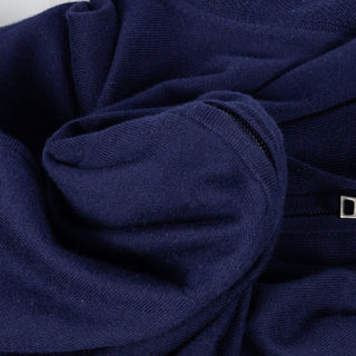 PYA Navy Cotton Cashmere Blend Knit Hoodie - Cotton, Cashmere, Nylon, Regular Fit - Alternate View