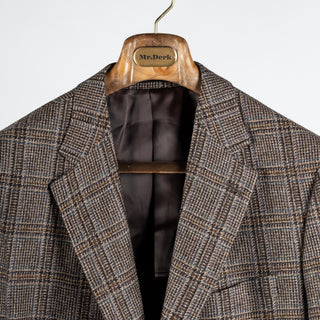 Empire Brown Checked Wool Cashmere Blazer - Navy, Wool, Silk, Cashmere, Made In Canada - View 7