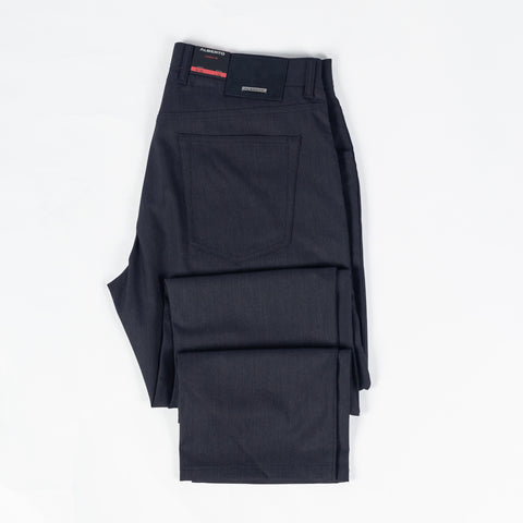 Alberto Navy Two Tone Stone 1942 Ceramica Trousers - Polyester, Viscose, Stretch, Slim Fit - View 8