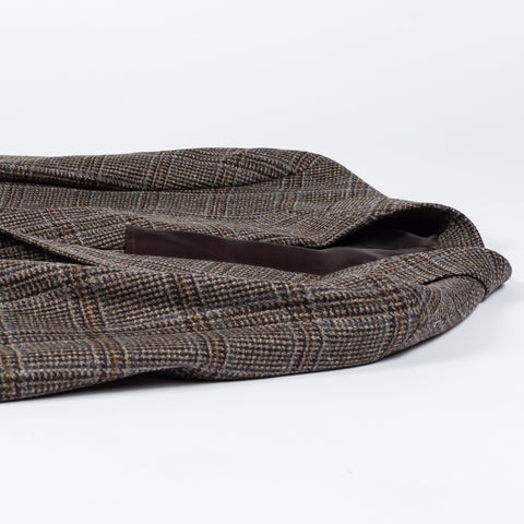 Empire Brown Checked Wool Cashmere Blazer - Navy, Wool, Silk, Cashmere, Made In Canada - View 8