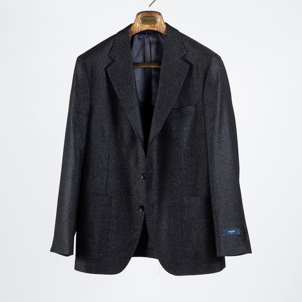 Navy Textured Wool Cashmere Blazer