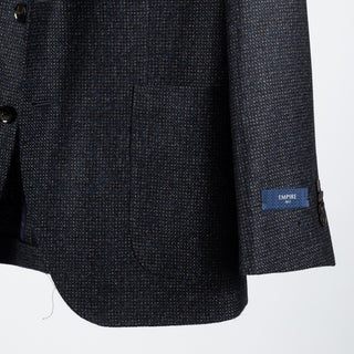 Empire Navy Textured Wool Cashmere Blazer - Wool, Cashmere, Denim, Check, Made In Canada - Back View