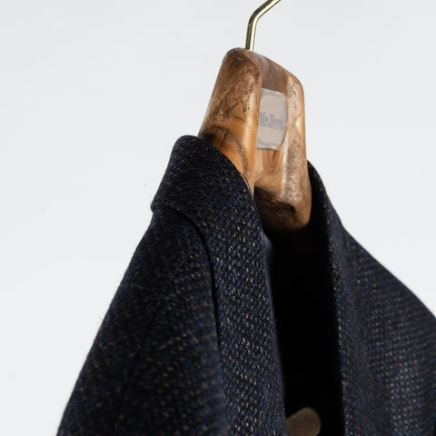 Empire Navy Textured Wool Cashmere Blazer - Wool, Cashmere, Denim, Check, Made In Canada - Detail View