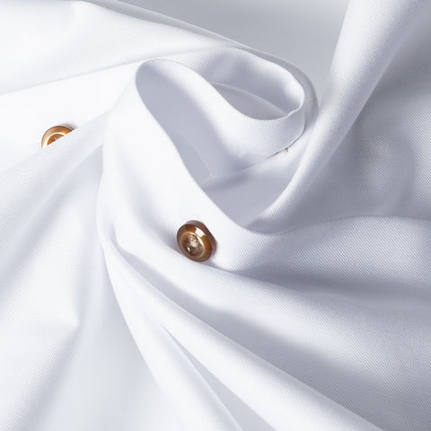 Stenstrom White Twill Dress Shirt - Cotton, Twill, Regular Fit - Alternate View