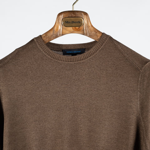 PYA Brown Lightweight Crewneck Sweater - Navy, Wool, Merino, Denim, Regular Fit, Knit - View 7