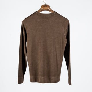 PYA Brown Lightweight Crewneck Sweater - Navy, Wool, Merino, Denim, Regular Fit, Knit - View 5