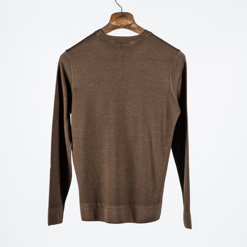 PYA Brown Lightweight Crewneck Sweater - Navy, Wool, Merino, Denim, Regular Fit, Knit - View 5