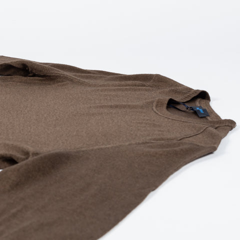 PYA Brown Lightweight Crewneck Sweater - Navy, Wool, Merino, Denim, Regular Fit, Knit - View 8
