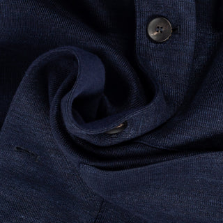 Fradi Navy Nuru Linen Cotton Blazer - Cotton, Linen, Denim - Alternate View