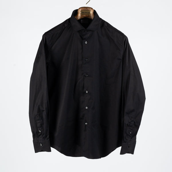 Black Tailor Fit Dress Shirt w/ Contrast Cuffs and Collar