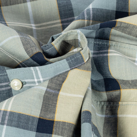 Barbour Multi Check Gordon Short Sleeved Shirt - Red, Cotton, Denim, Tailored Fit - Detail View