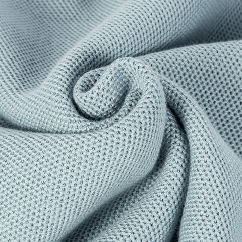 Barbour Slate Blue Honeycomb Quarter-Zip Sweater - Cotton, Denim, Textured - Detail View