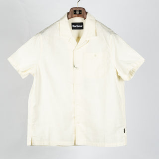 Barbour Off White Parkvale Slub Relaxed Short-Sleeved Shirt - Cotton, Denim, Relaxed Fit, Matte