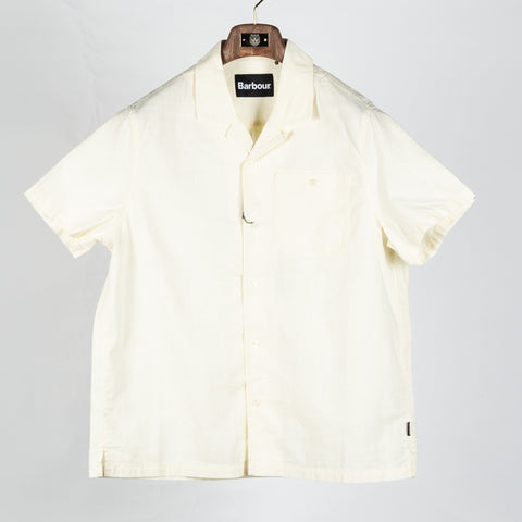 Barbour Off White Parkvale Slub Relaxed Short-Sleeved Shirt - Cotton, Denim, Relaxed Fit, Matte