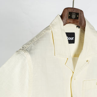 Barbour Off White Parkvale Slub Relaxed Short-Sleeved Shirt - Cotton, Denim, Relaxed Fit, Matte - Back View