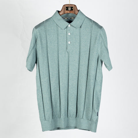 Barbour Slate Blue Wellburn Knitted Polo - Cotton, Denim, Stripe