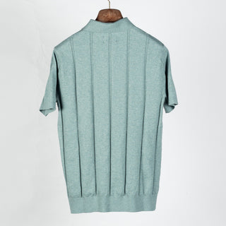 Barbour Slate Blue Wellburn Knitted Polo - Cotton, Denim, Stripe - View 5