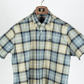 Barbour Multi Check Gordon Short Sleeved Shirt - Red, Cotton, Denim, Tailored Fit - View 6