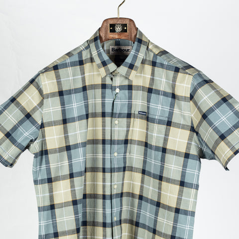 Barbour Multi Check Gordon Short Sleeved Shirt - Red, Cotton, Denim, Tailored Fit - View 6