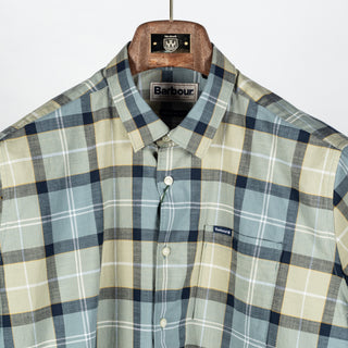 Barbour Multi Check Gordon Short Sleeved Shirt - Red, Cotton, Denim, Tailored Fit - View 7