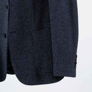 Strellson Textured Navy Cotton Blend Blazer - Wool, Cotton, Cashmere - Back View