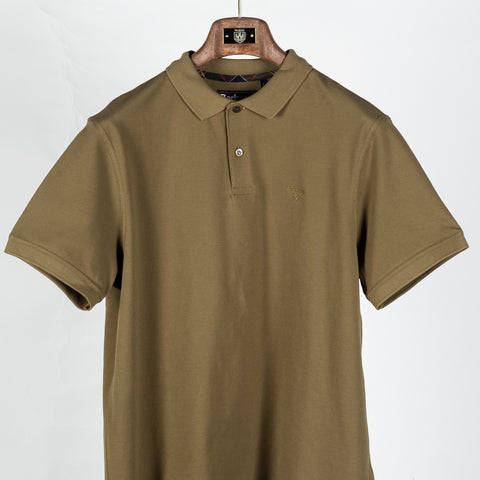 Barbour Olive Pima Cotton Polo - Tan, Cotton, Pima Cotton, Denim, Tailored Fit, Knit - View 6