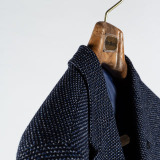 Strellson Textured Navy Cotton Blend Blazer - Wool, Cotton, Cashmere - Detail View