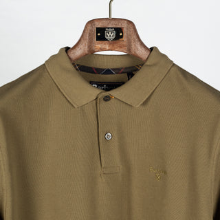 Barbour Olive Pima Cotton Polo - Tan, Cotton, Pima Cotton, Denim, Tailored Fit, Knit - View 7