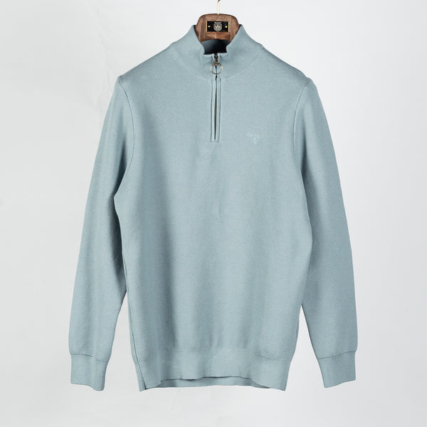 Slate Blue Honeycomb Quarter-Zip Sweater