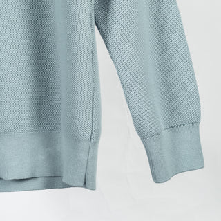 Barbour Slate Blue Honeycomb Quarter-Zip Sweater - Cotton, Denim, Textured - View 5