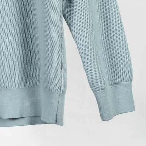 Barbour Slate Blue Honeycomb Quarter-Zip Sweater - Cotton, Denim, Textured - View 5
