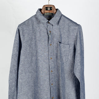Barbour Indigo Bradden Linen Blend Relaxed Shirt - Red, Cotton, Linen, Denim, Relaxed Fit, Textured - View 7