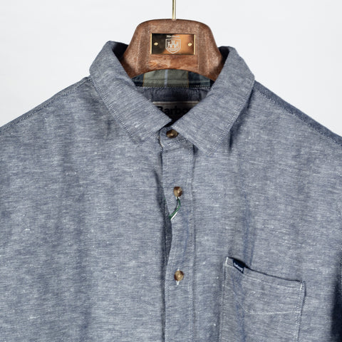 Barbour Indigo Bradden Linen Blend Relaxed Shirt - Red, Cotton, Linen, Denim, Relaxed Fit, Textured - View 8