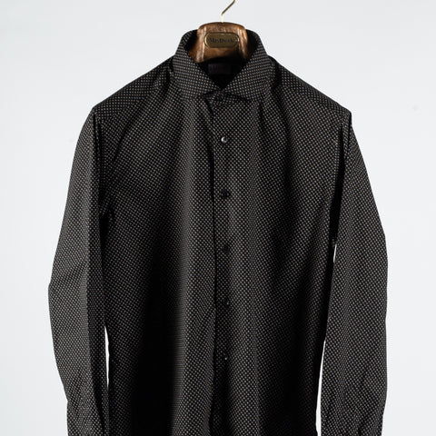 Xacus Black Pattered Tailor Fit Dress Shirt - Cotton, Silk, Denim - View 6