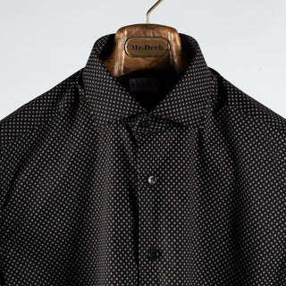 Xacus Black Pattered Tailor Fit Dress Shirt - Cotton, Silk, Denim - View 7