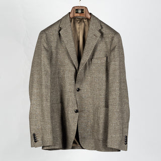Barbour Light Olive Auckland Melange Blazer - Tan, Wool, Linen, Denim, Tailored Fit